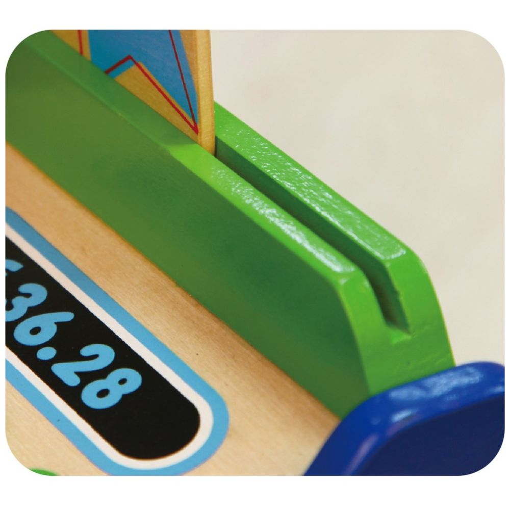 Viga - Wooden Cash Register Pretend Play Toy - Scanner Credit Card Coins