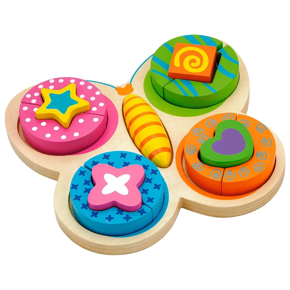 فيجا - أحجية مكعبات الفراشة، لعبة تعليمية خشبية مونتيسوري - 12 قطعة