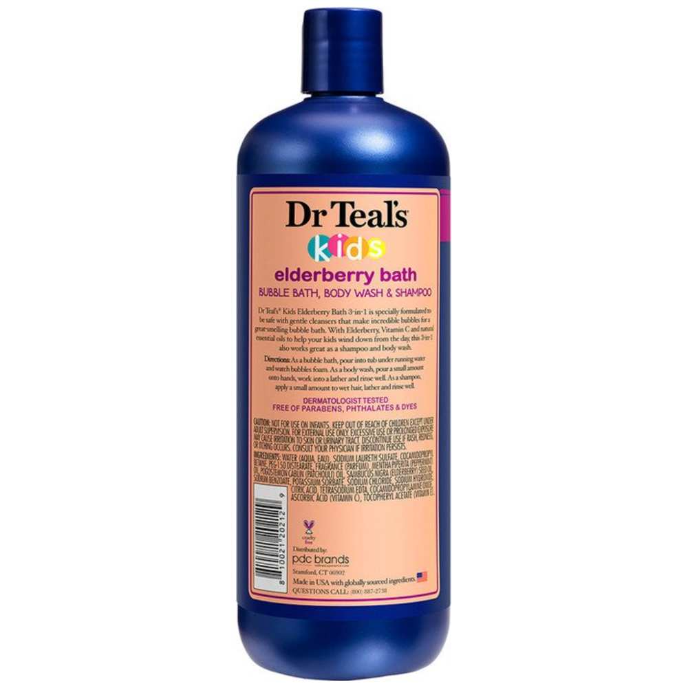 Dr Teal's - Kids Elderberry Bubble Bath, Body Wash & Shampoo - 591 ml