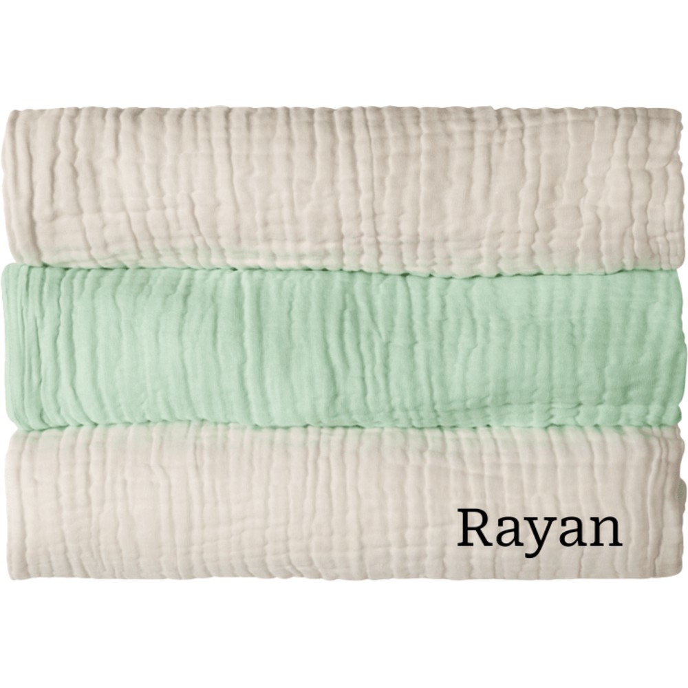 Anvi Baby - Personalized 100% Organic Cotton Muslin Bath Towel - 3 Pc Set