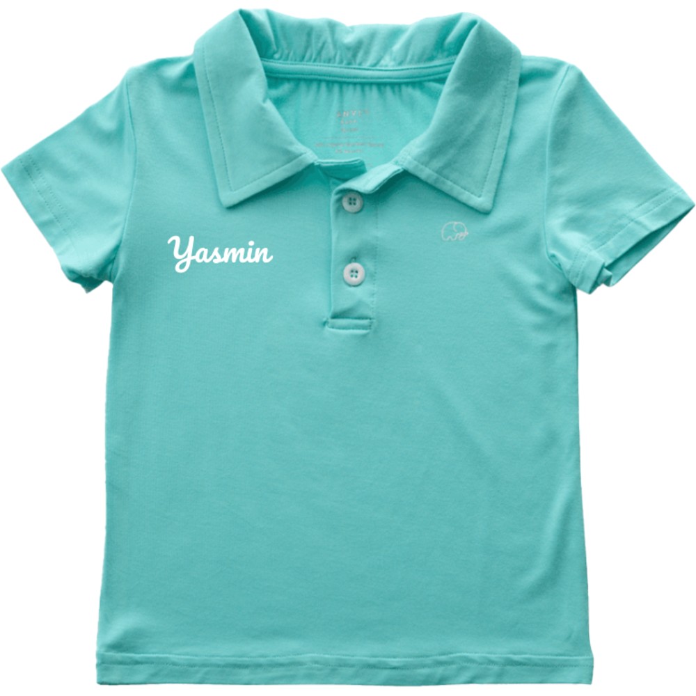 أنفي بيبي - تي شيرت بولو بأكمام قصيرة قابل للتخصيص - أزرق أكوا - 3 سنوات