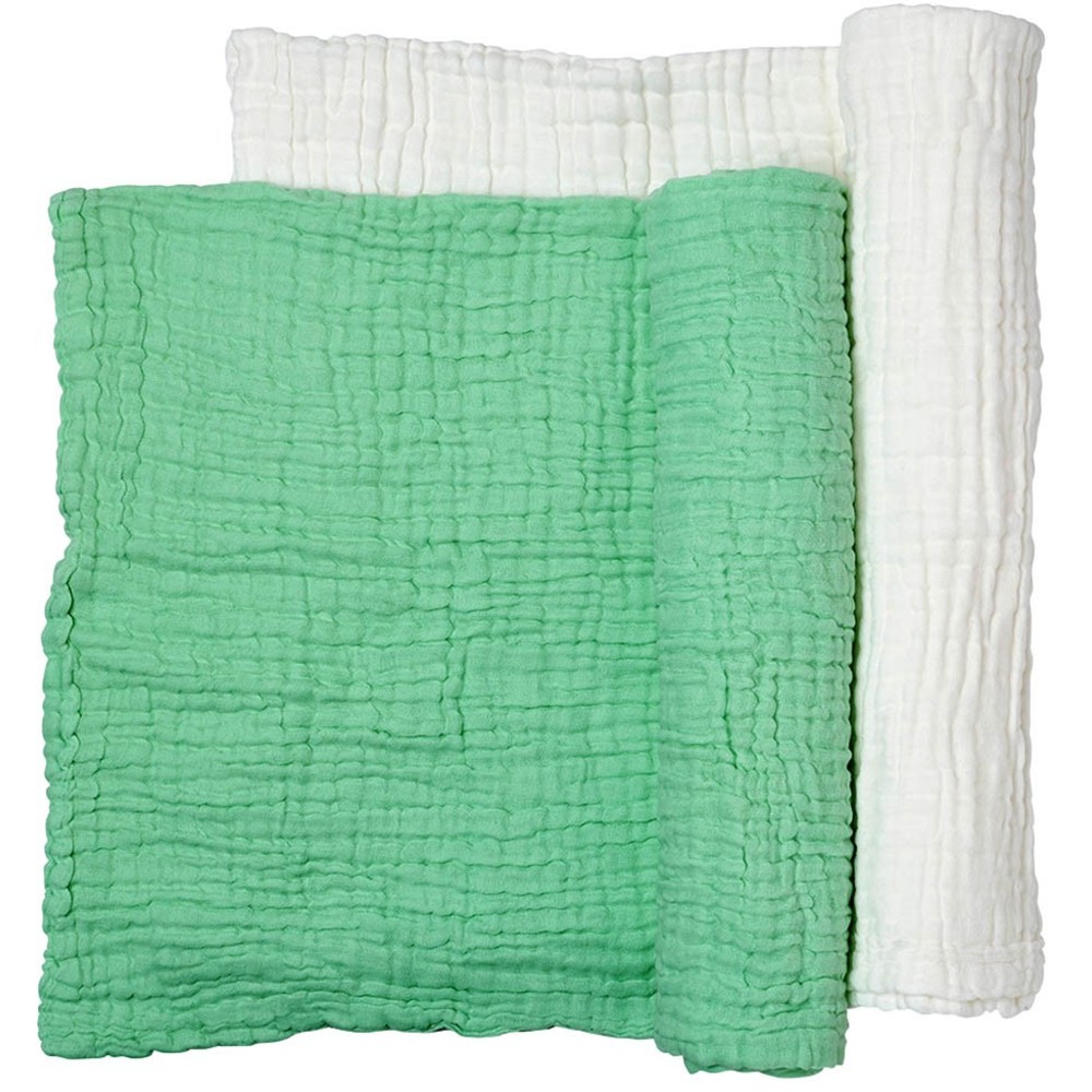 Anvi Baby - Personalized Organic Muslin Bath Towel - Green/White - 2 Pc Set