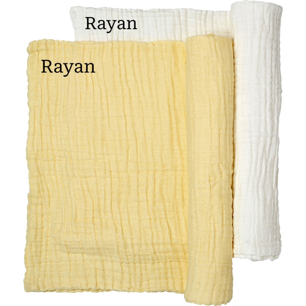 Anvi Baby - Personalized Organic Muslin Bath Towel - Yellow/White - 2 Pc Set