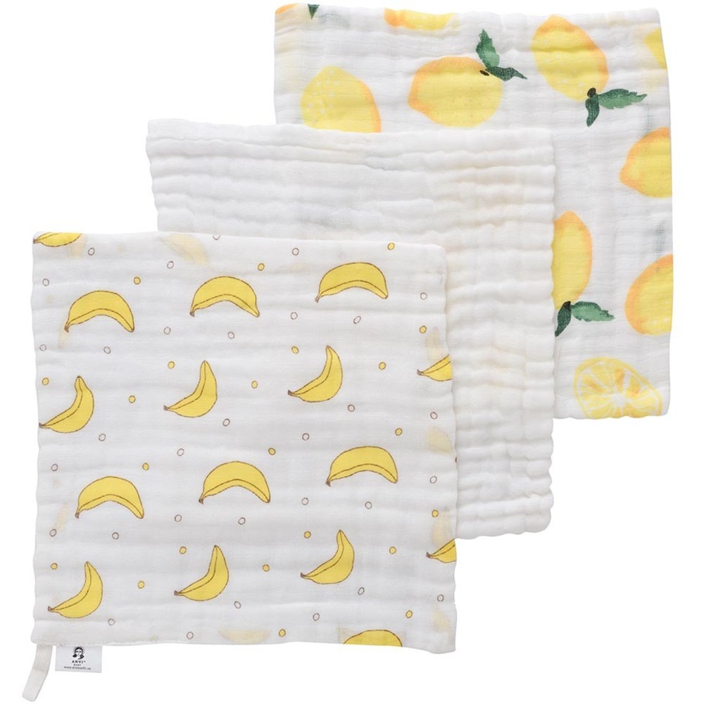 Anvi Baby - Personalized Face And Burp Cloth - Go Bananas - 3 Pc Set