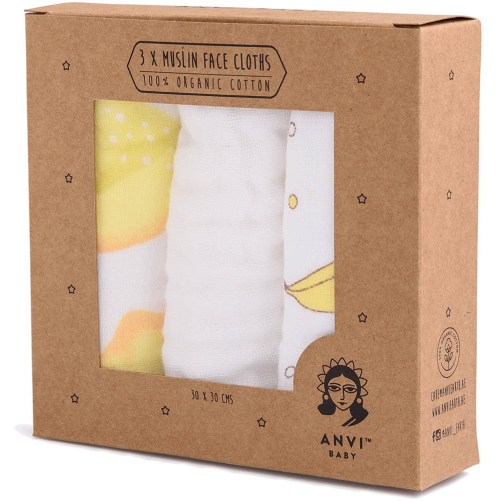 Anvi Baby - Personalized Face And Burp Cloth - Go Bananas - 3 Pc Set