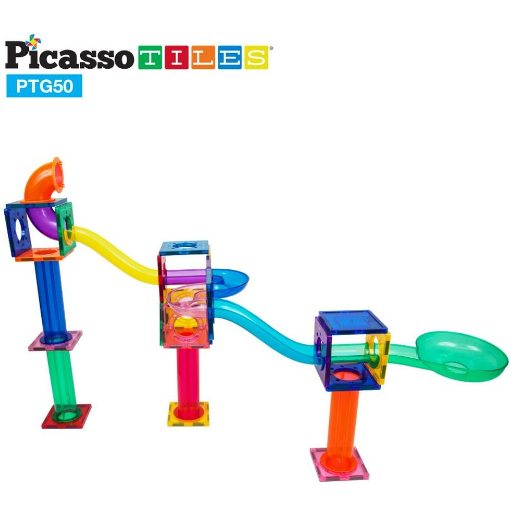 Picasso Tiles - Magnetic Marble Run - 50 Pcs