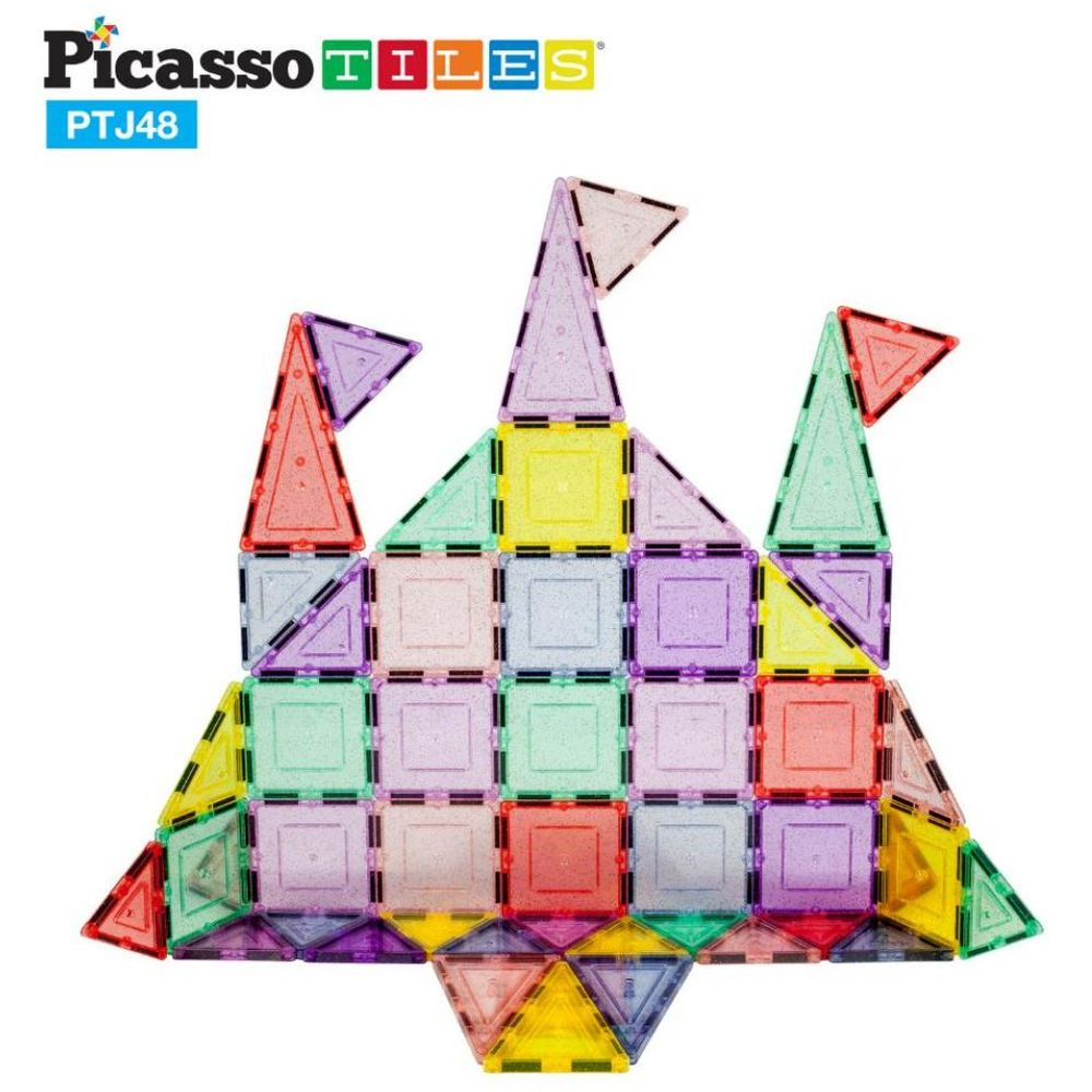 Picasso Tiles - Magnetic Pastel Glitter - 48 Pcs