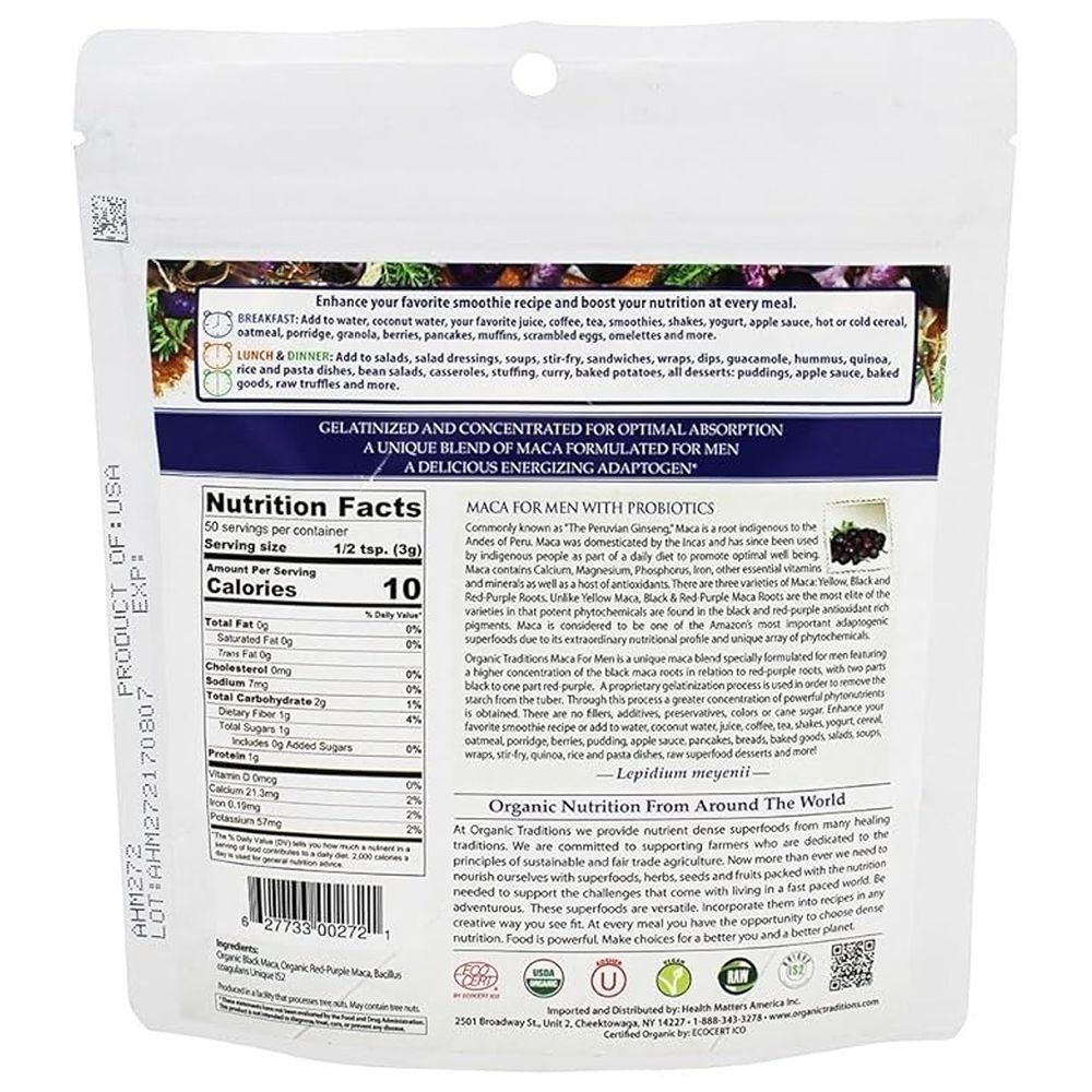 Organic Traditions - Men's Maca Powder With Probiotics - 150 g