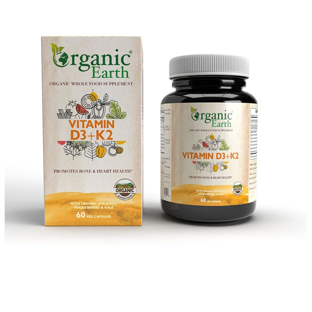 أورجانيك إيرث - كبسولات فيتامين د3 وك2 - 60 كبسولة