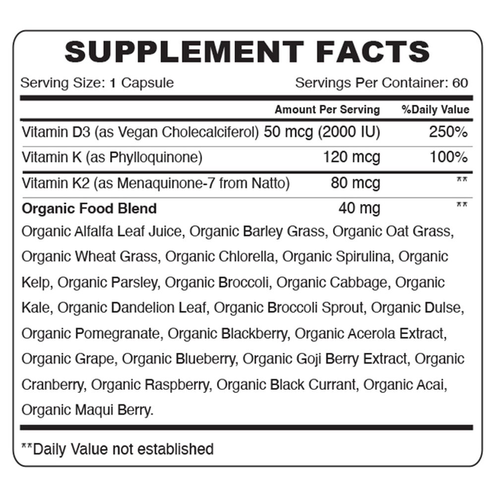 Organic Earth - Vitamin D3 And K2 Capsules - 60pcs