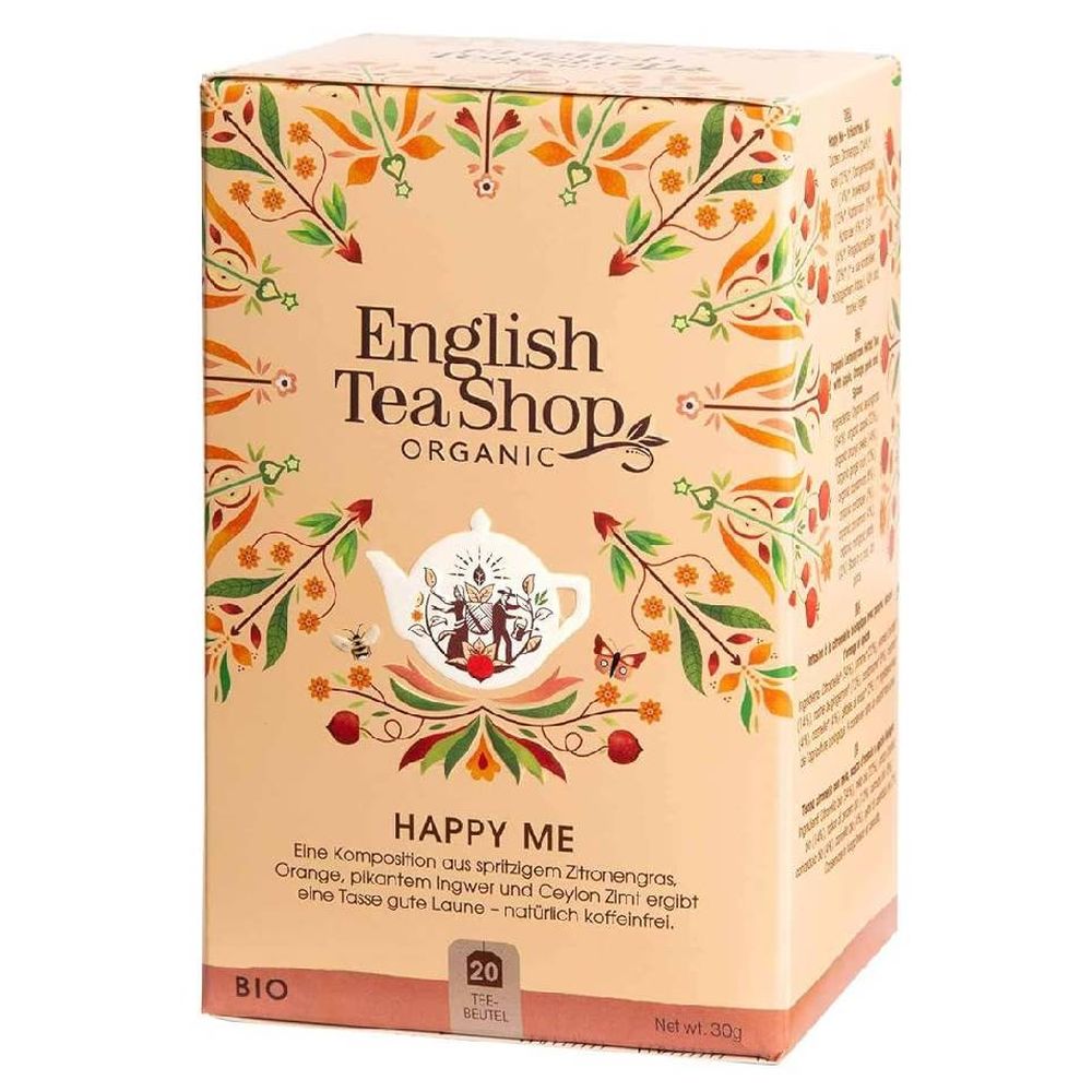 إنجلش تي شوب - شاي هابي مي العضوي بالبرتقال والزنجبيل الحار والقرفة - 30غ - 20 كيس