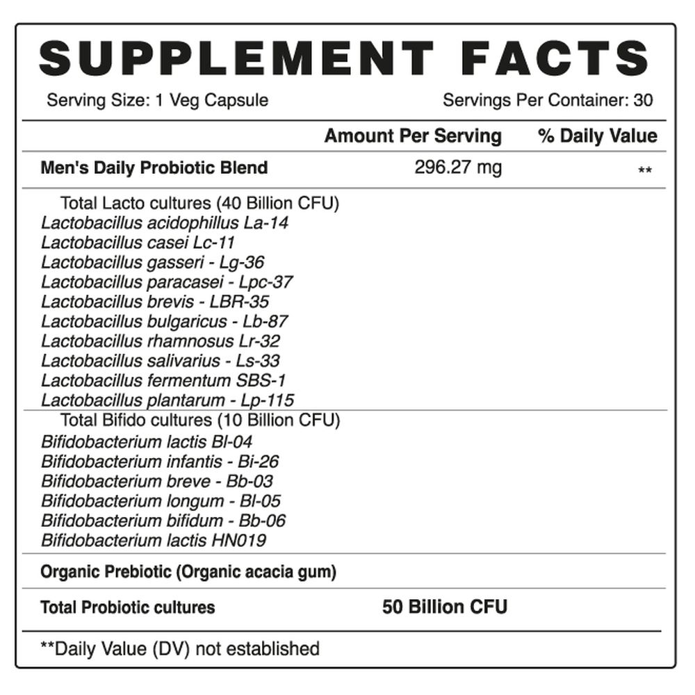 Organic Earth - Probiotics Capsules For Men - 30pcs