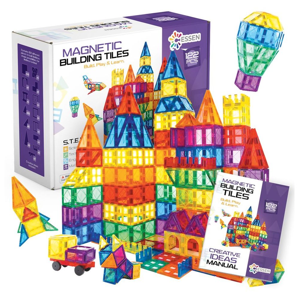 Essen - Magnetic Tiles Building Block Toy Set - 122 Pcs