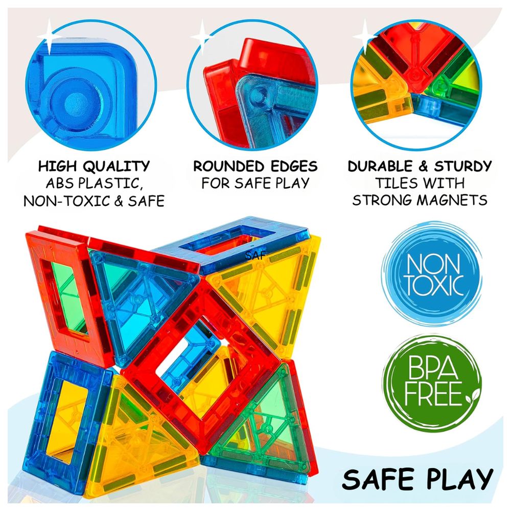 Essen - Magnetic Tiles Building Block Toy Set - 122 Pcs