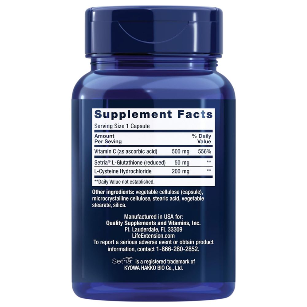 لايف اكستنشن - جلوتاثيون مع سيستين وفيتامين سي - 100 كبسولة