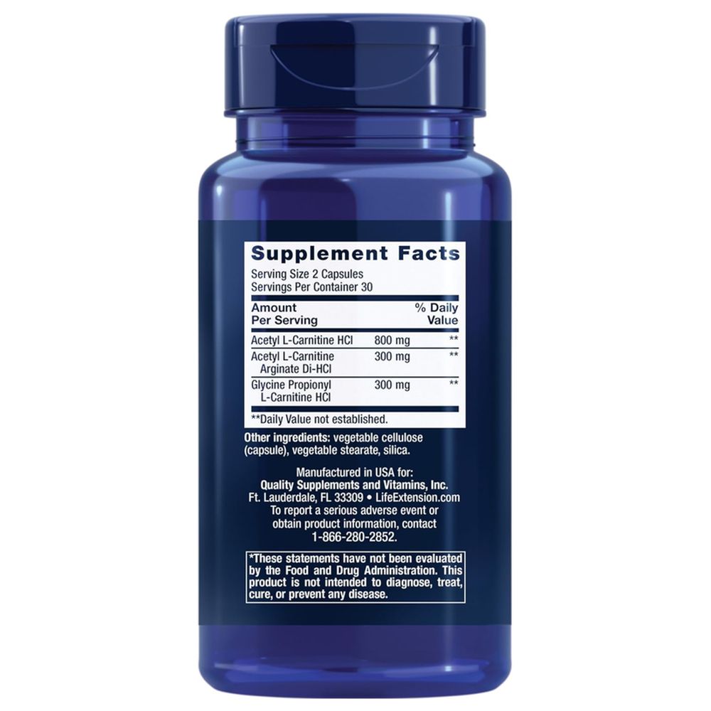 لايف إكستنشن - كارنيتين مُحسَّن لدعم الطاقة - 60 كبسولة نباتية
