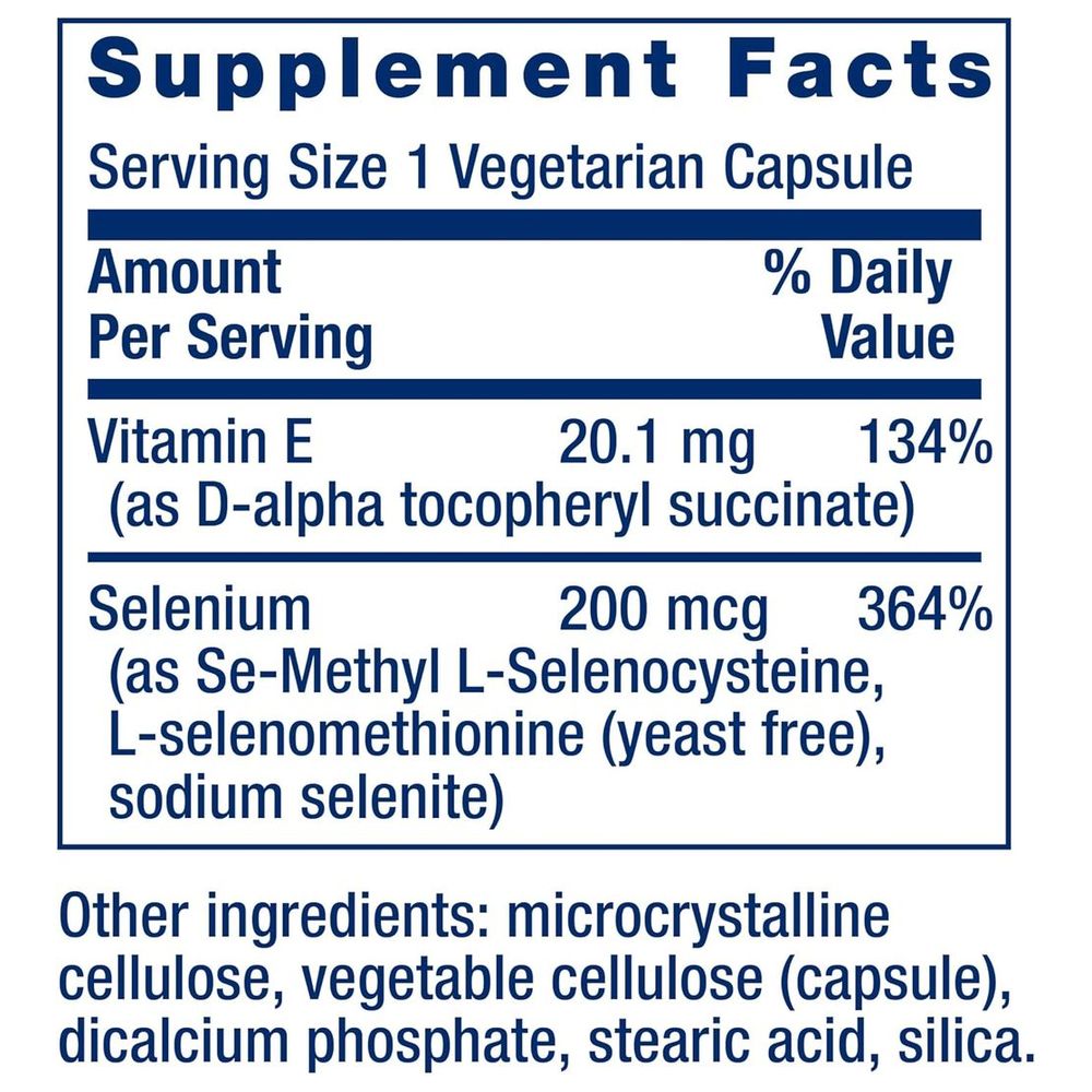 لايف إكستنشن - مركب السيلينيوم الفائق مع فيتامين هـ - 100 كبسولة نباتية