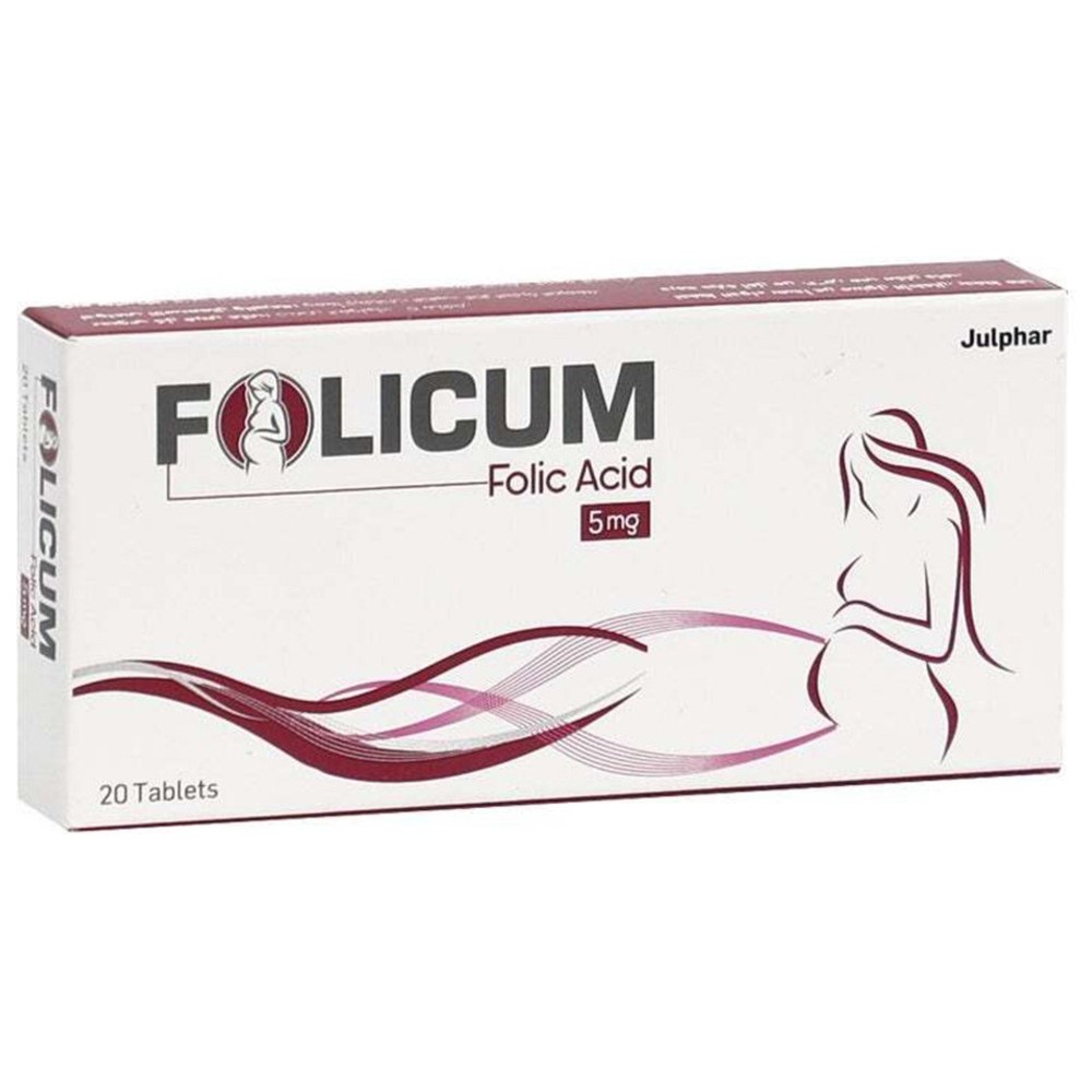 Folicum - Folic Acid 5 mg Tablets - 20 Pcs