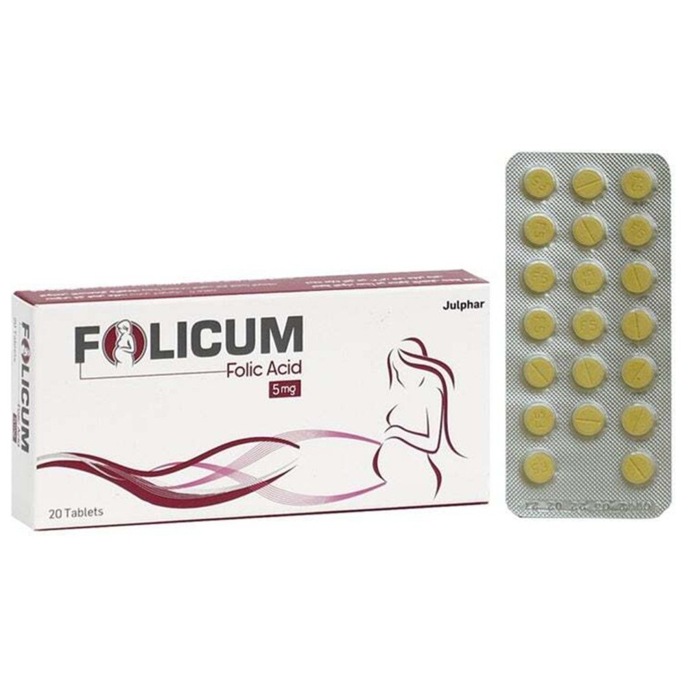 Folicum - Folic Acid 5 mg Tablets - 20 Pcs