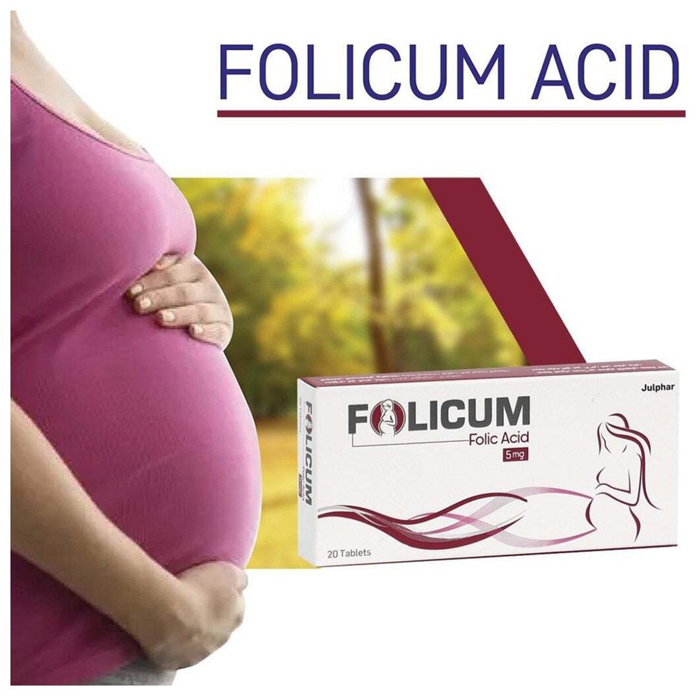 Folicum - Folic Acid 5 mg Tablets - 20 Pcs