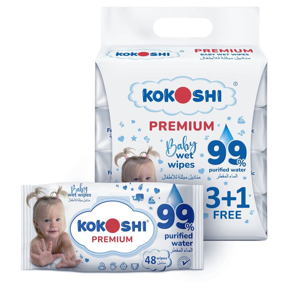 Kokoshi - Premium Baby Wet Wipes - Pack of 4 - 192 Pcs