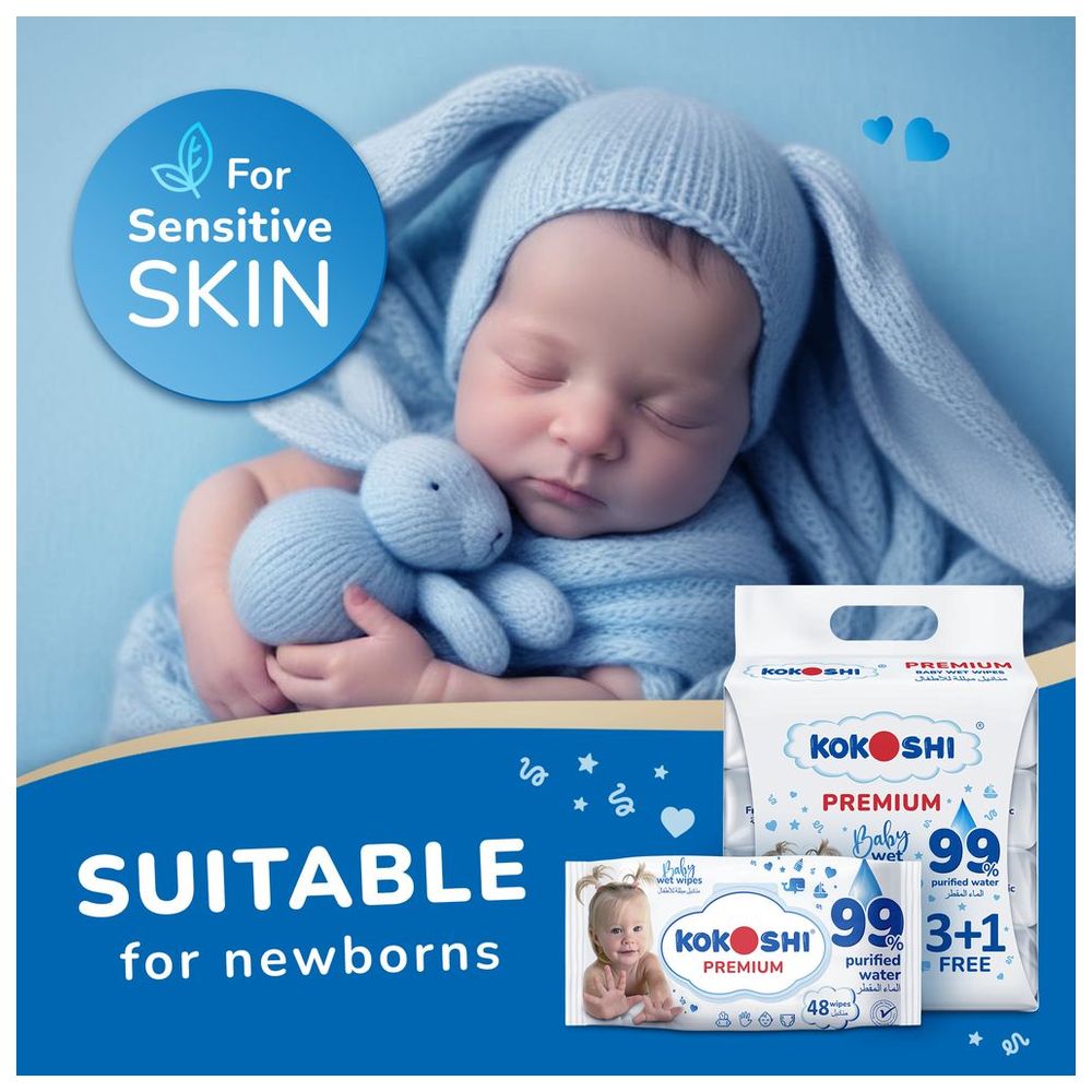 Kokoshi - Premium Baby Wet Wipes - Pack of 4 - 192 Pcs
