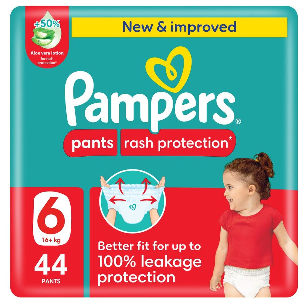 بامبرز - حفاضات واقية من الطفح الجلدي - مقاس 6 - وزن 16+ كجم - 44 قطعة