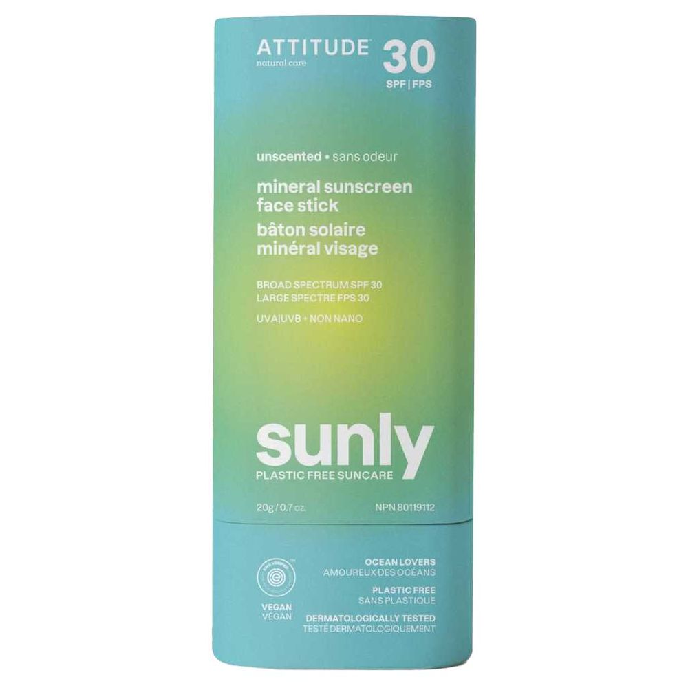 Attitude - Sunscreen Face Stick w/ SPF 30 - Unscented - 20 gm