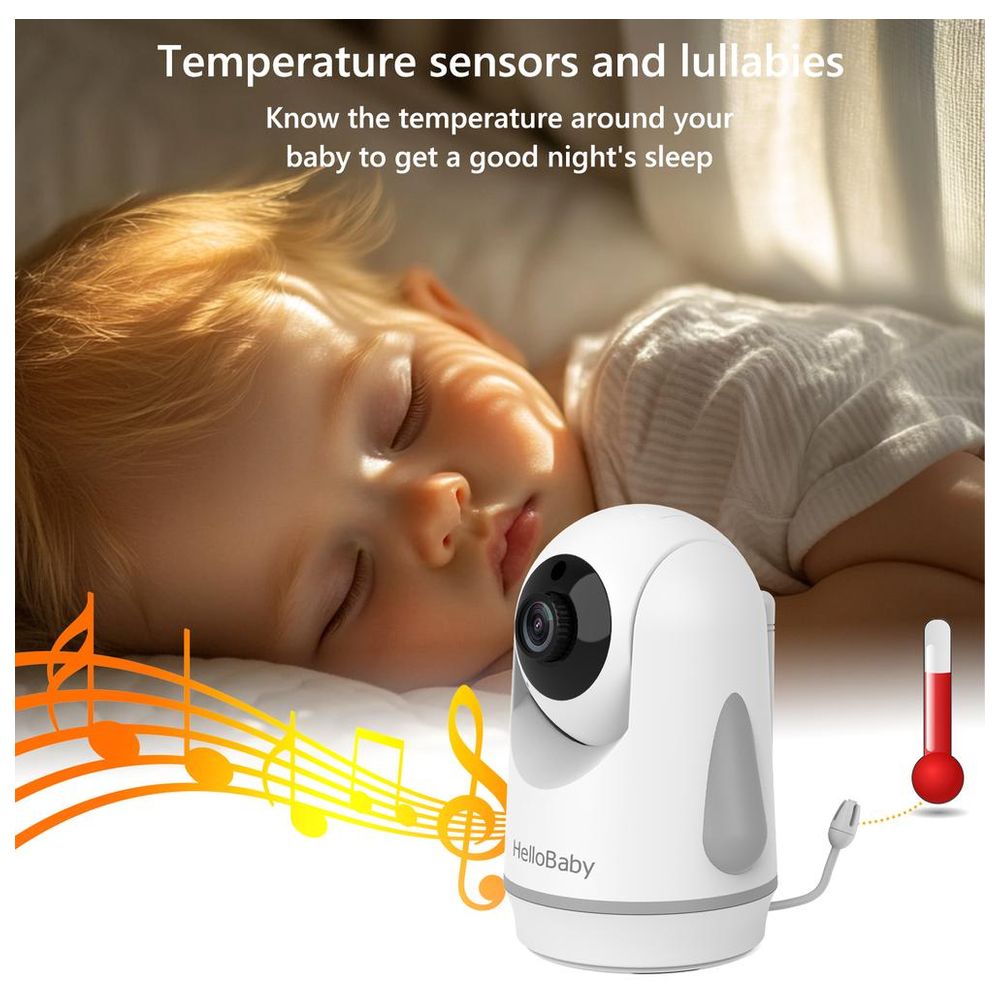 Hello Baby 3.2 Inch LCD Video Baby Monitor with Remote Pan Tilt & Zoom - 2 Way Talk - 1000 Ft - Night Vision