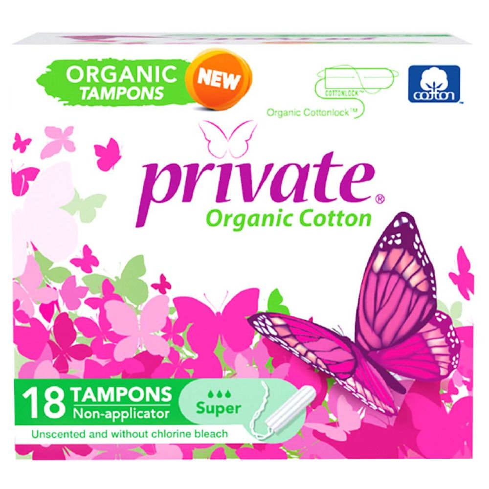 Private - Organic Non Applicator Tampon - Super - 18pcs