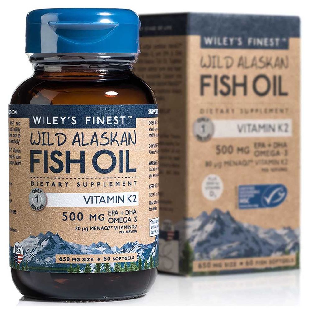 وايليز فاينيست - كبسولات فيتامين ك2 مع إي بي إيه + دي إتش إيه - 60 كبسولة