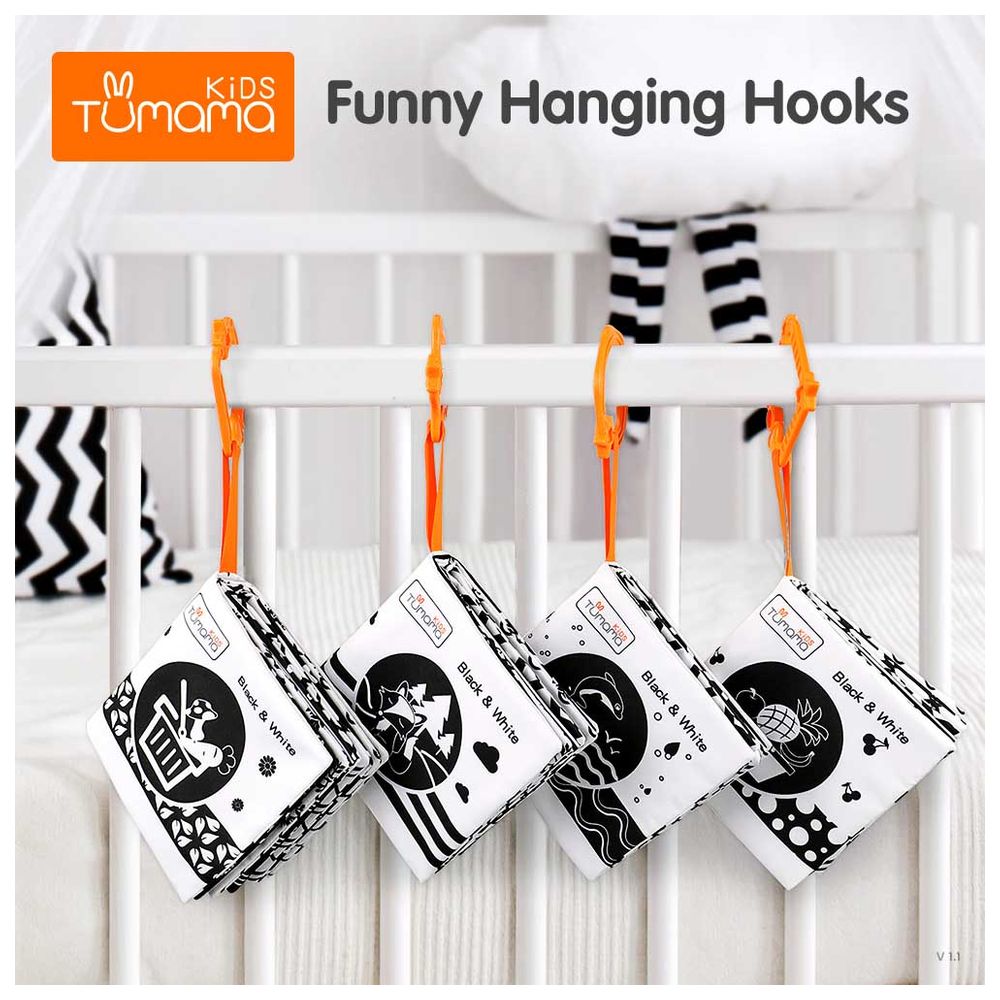 Tumama - Cloth Books With Extra Colour 4pcs - Black/White