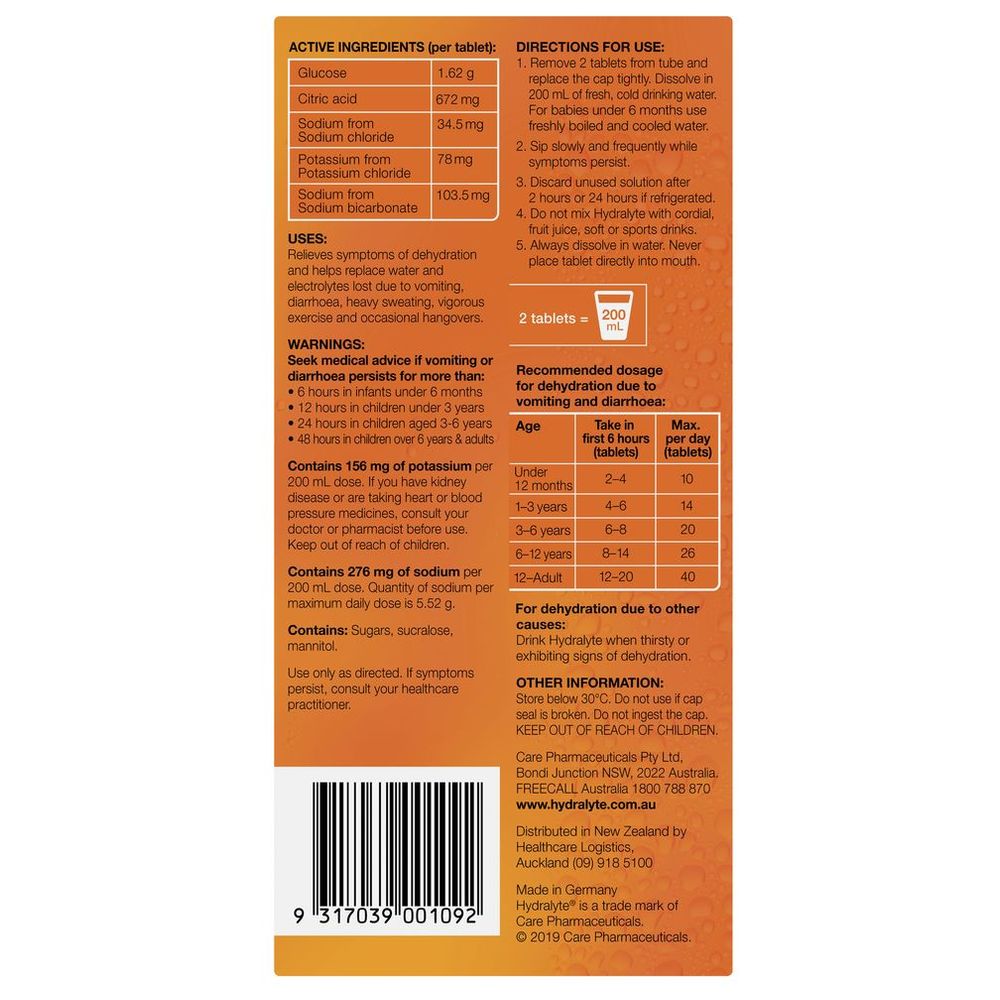 هيدرالايت - أقراص فوارة - برتقالي - 40 قطعة