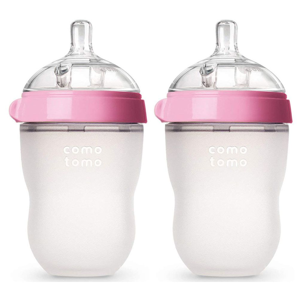 كوموتومو - رضّاعة أطفال بملمس طبيعي - عبوة من قطعتين - 250 مل - وردي