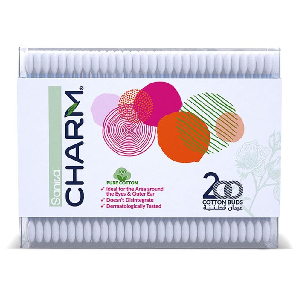 سانيتا تشارم - أعواد قطنية 100٪ - 200 عود