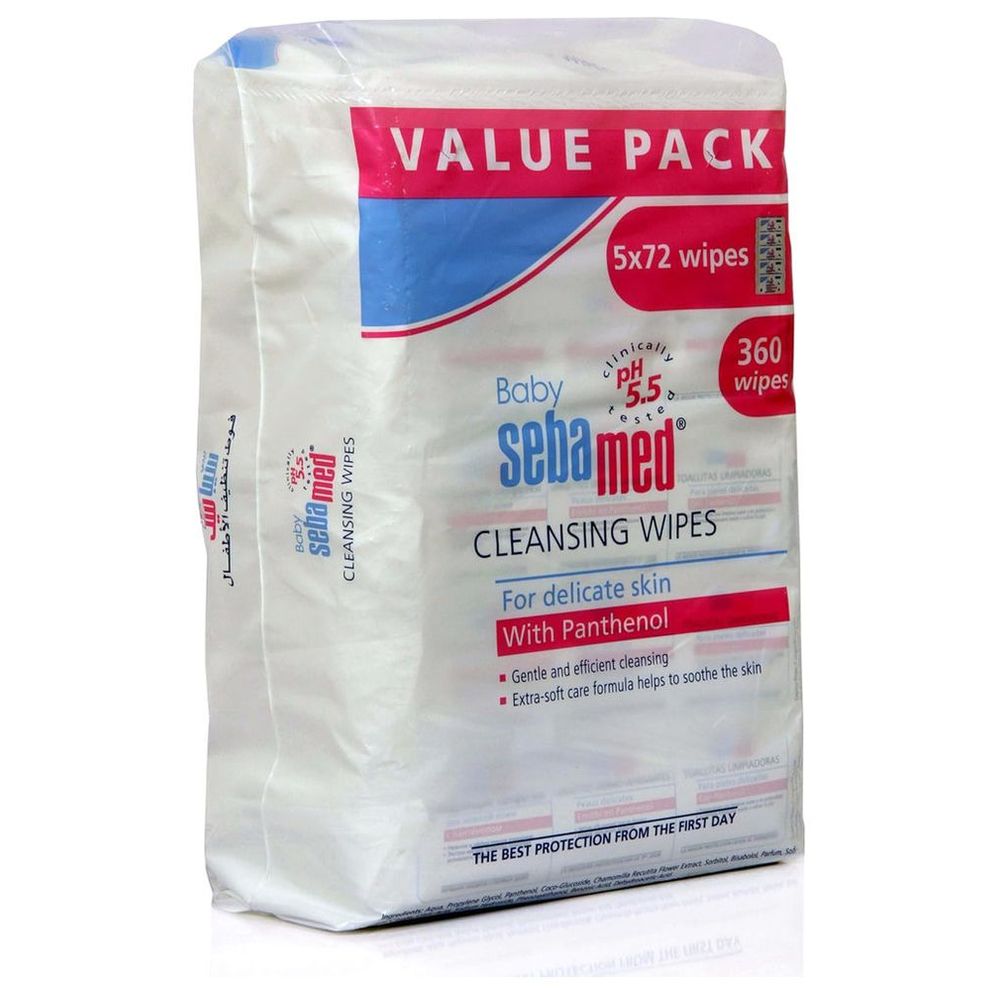 مناديل سيباميد المبللة للأطفال، 72 منديل × 5 عبوات