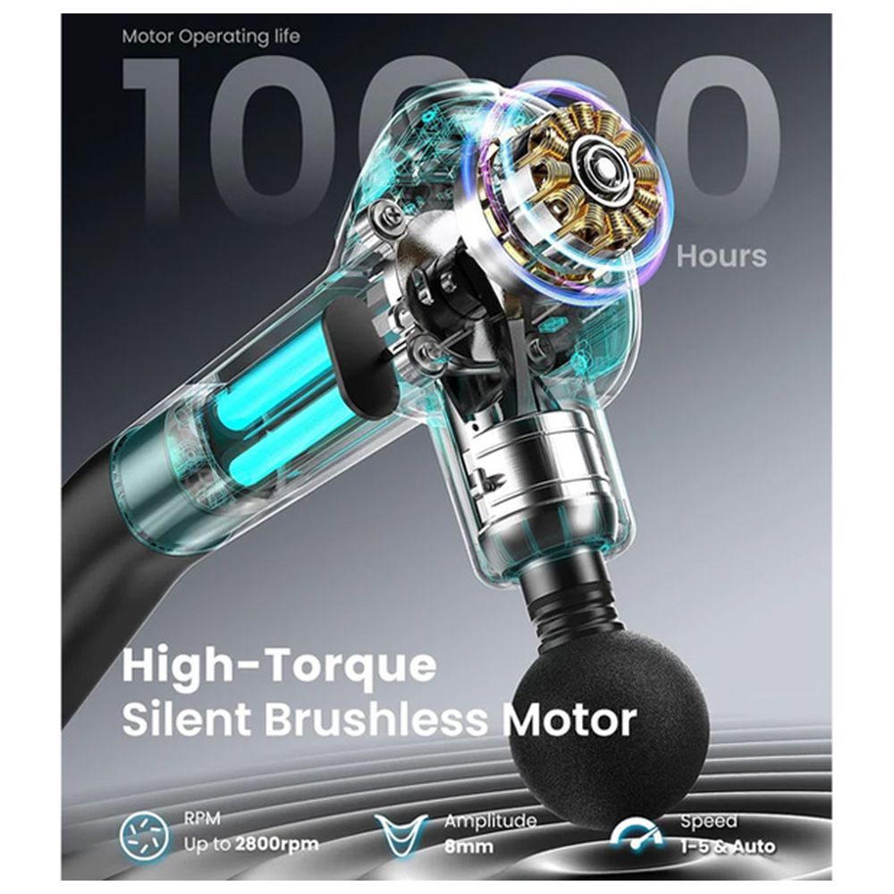 رينفو - جهاز تدليك يدوي صغير محمول للعضلات - أسود - 7 قطع