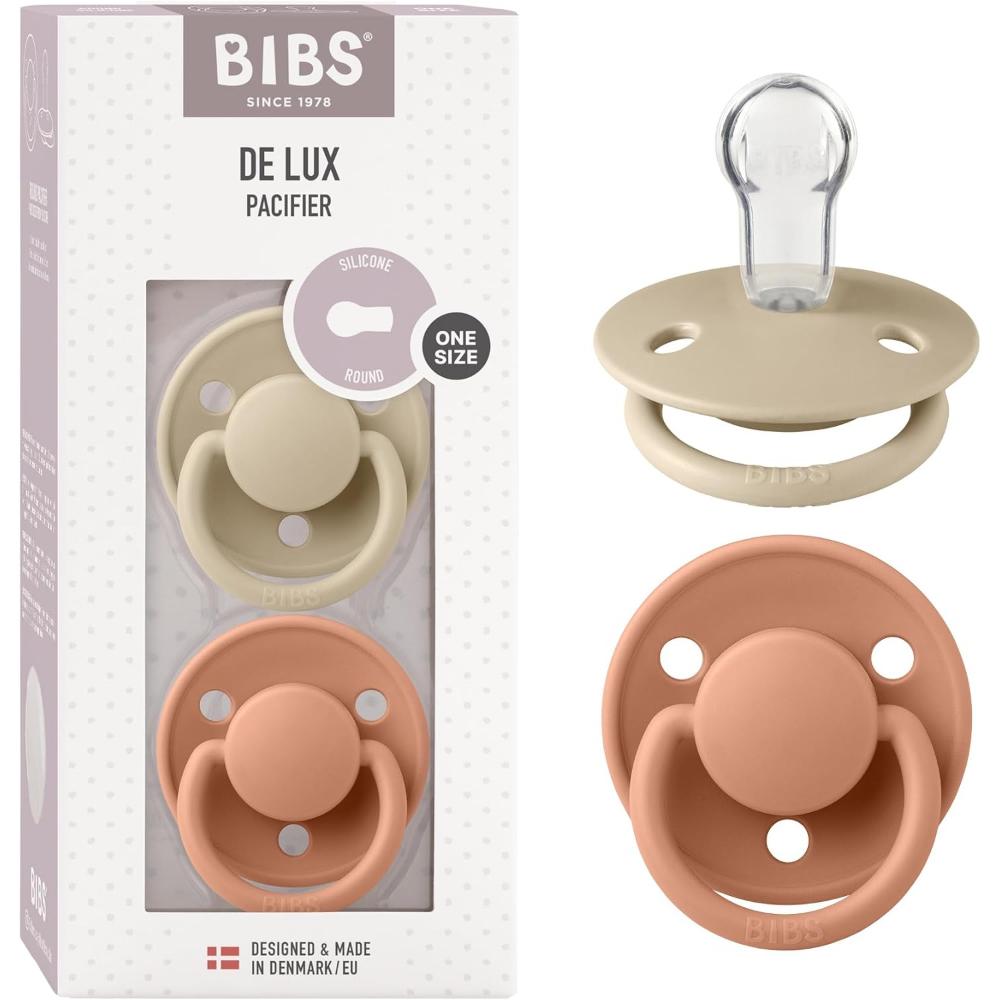 Bibs - Pacifier DeLux Silicone - 0-3Y - Pack of 2 - Vanilla/Peach