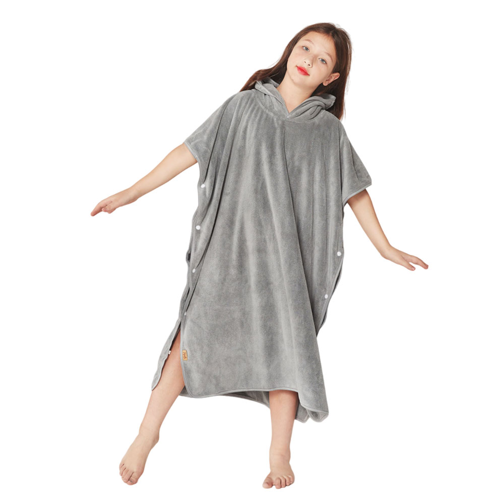 Reefi - Kappa Bathrobe Side Stitched Without Drawing - Grey - 9-11Y
