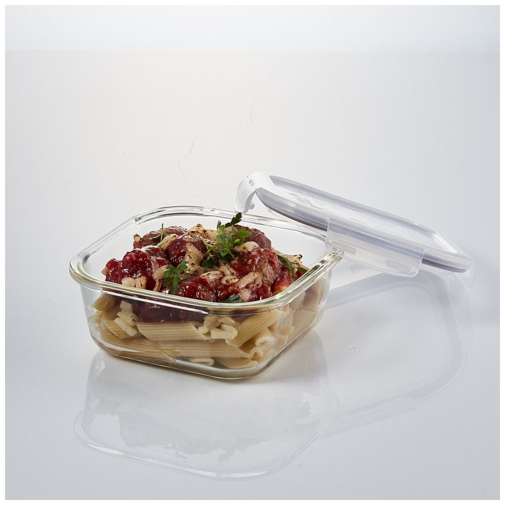 LocknLock - Oven Glass Square with Lid - 930ml - Clear
