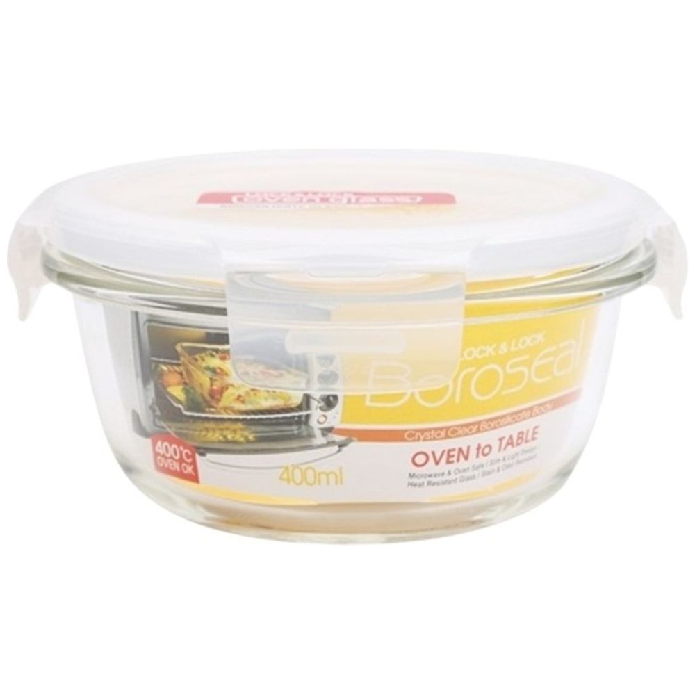 LocknLock - Oven Glass Round with Lid - 400ml - Clear