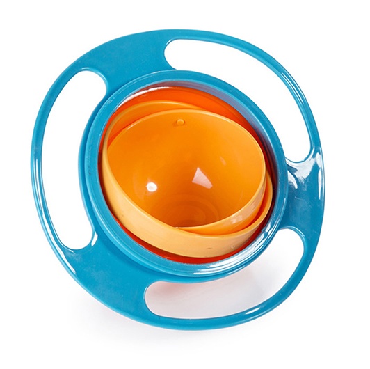 Eazy Kids - Gyro Spill Proof Bowl with Lid - Blue