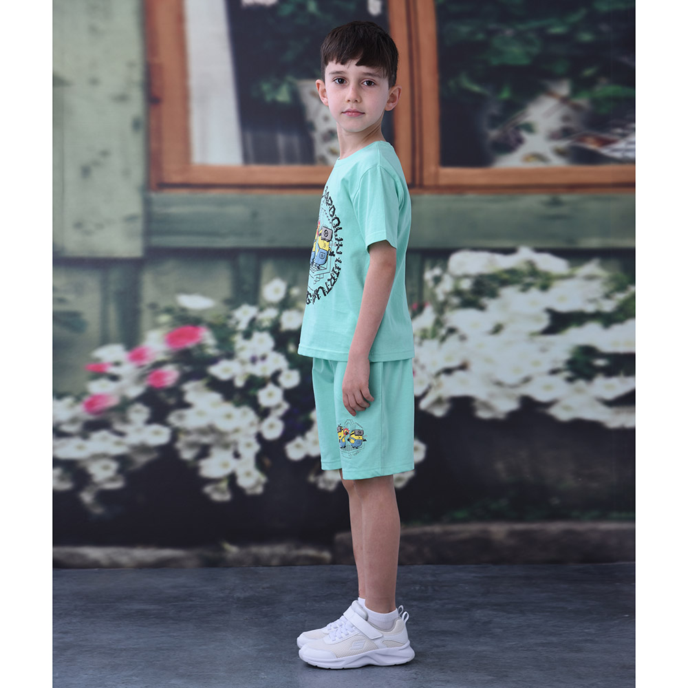 Minions - 2pc-Set - Boy Half Sleeve T-Shirt With Shorts - Green