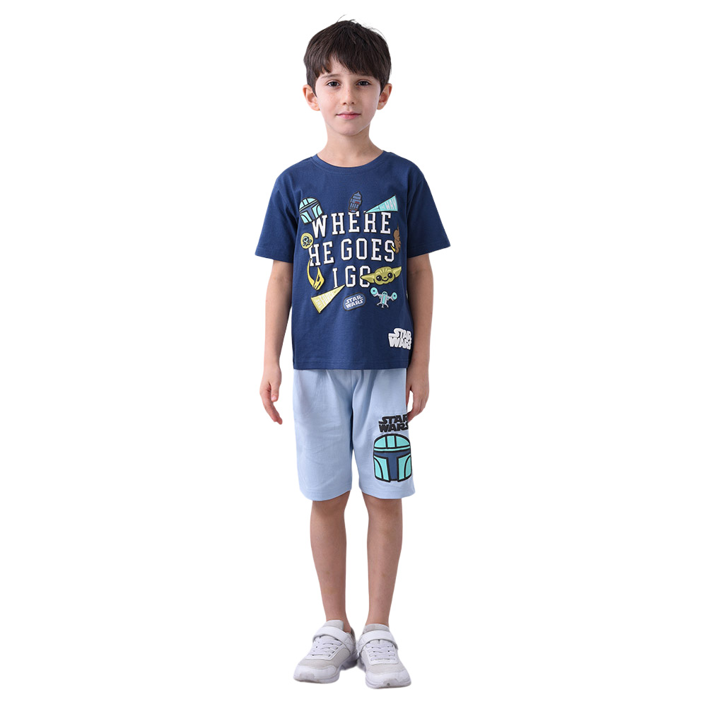 Star Wars - 2pc-Set - Boy Half Sleeve T-Shirt With Shorts - Blue