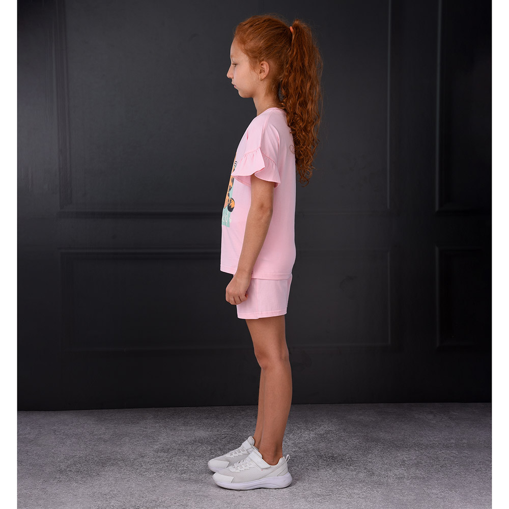 Garfield - 2pc-Set - Girl Half Sleeve T-Shirt With Shorts - Pink