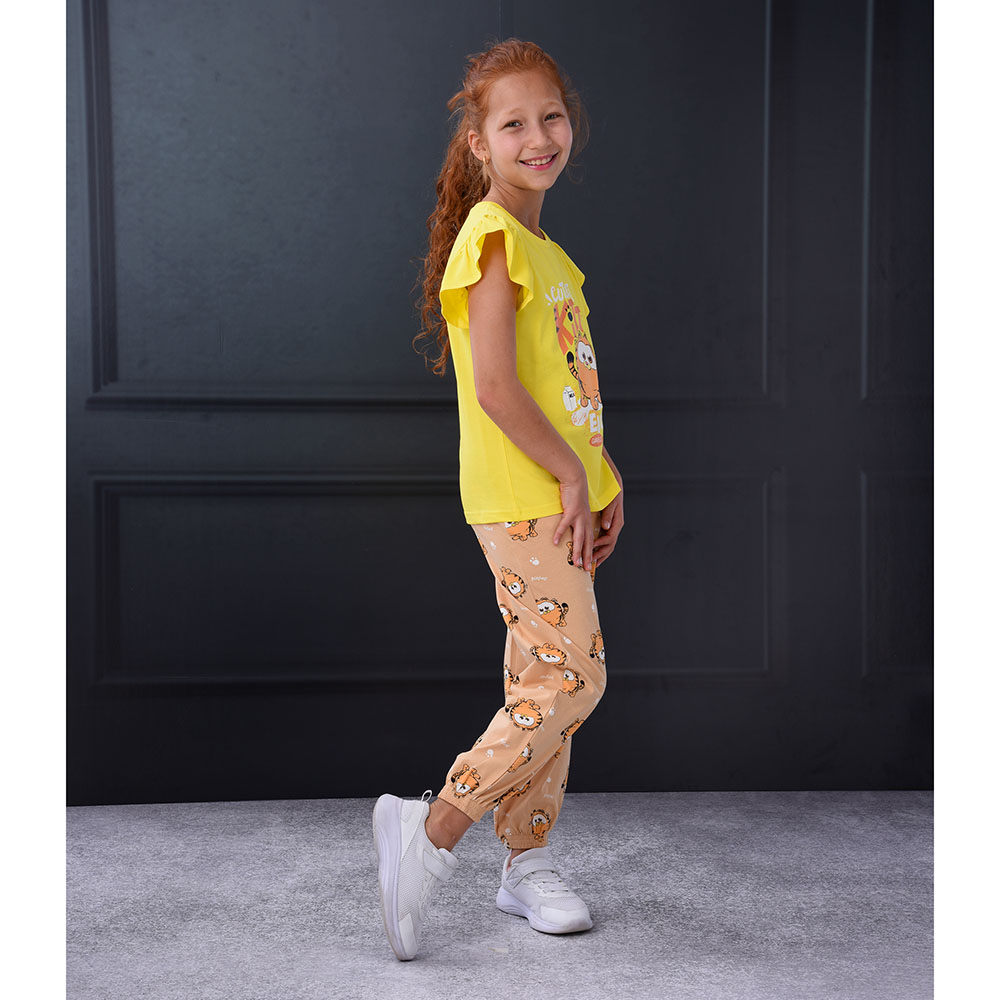 Garfield - 2pc-Set - Girl T-Shirt With Harem Pants - YelloWithTan