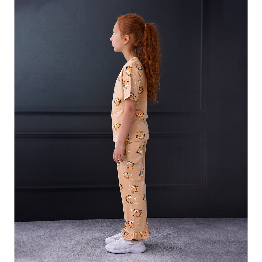 Garfield - 2pc-Set - Girl T-Shirt With Wide Leg Pants - Tan