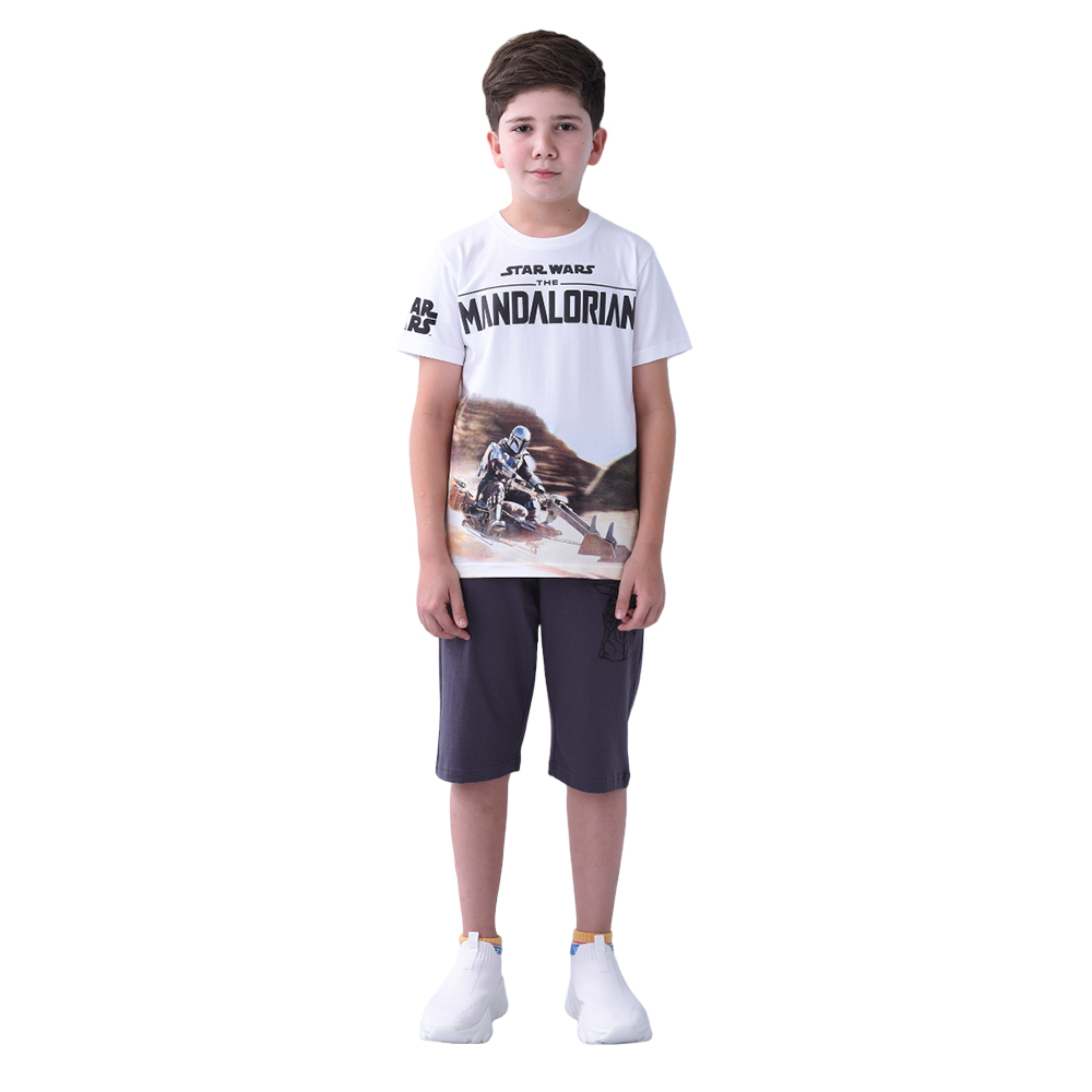 Star Wars - 2pc-Set - Boy Half Sleeve T-Shirt With Shorts - White/Grey