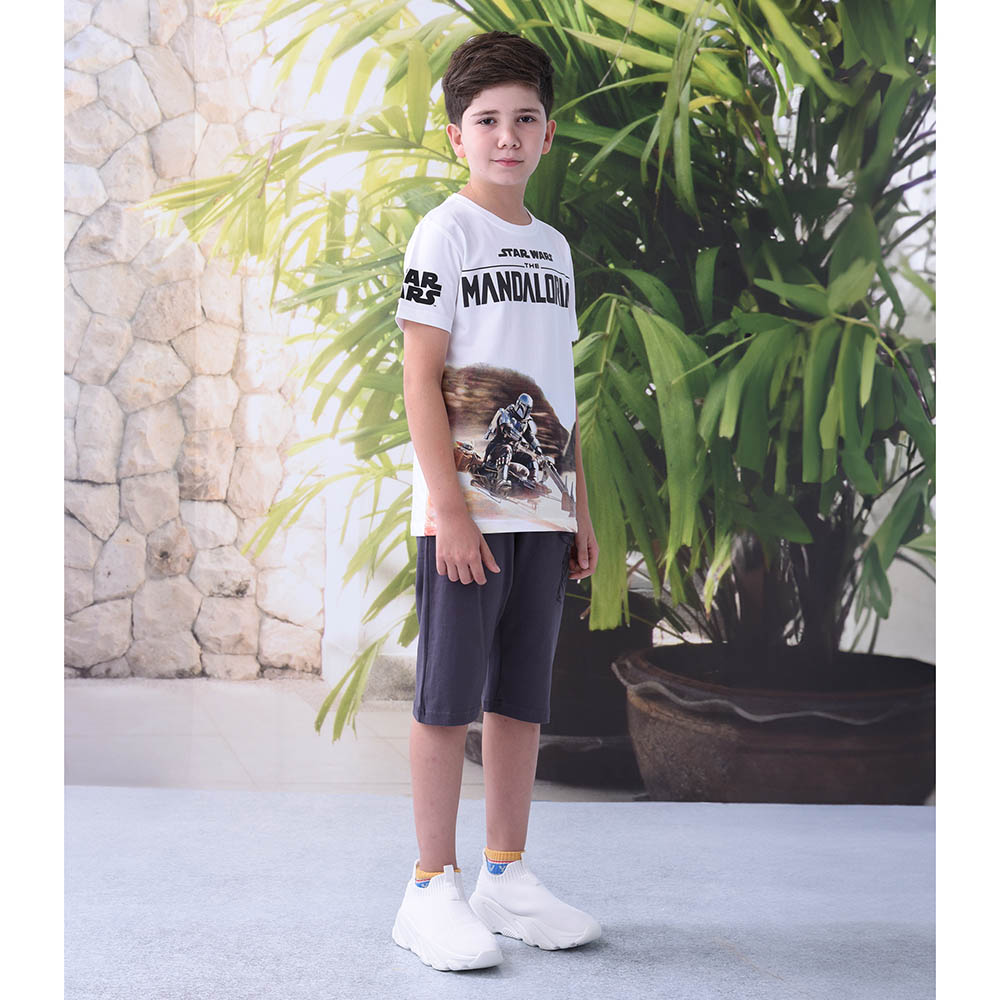 Star Wars - 2pc-Set - Boy Half Sleeve T-Shirt With Shorts - White/Grey