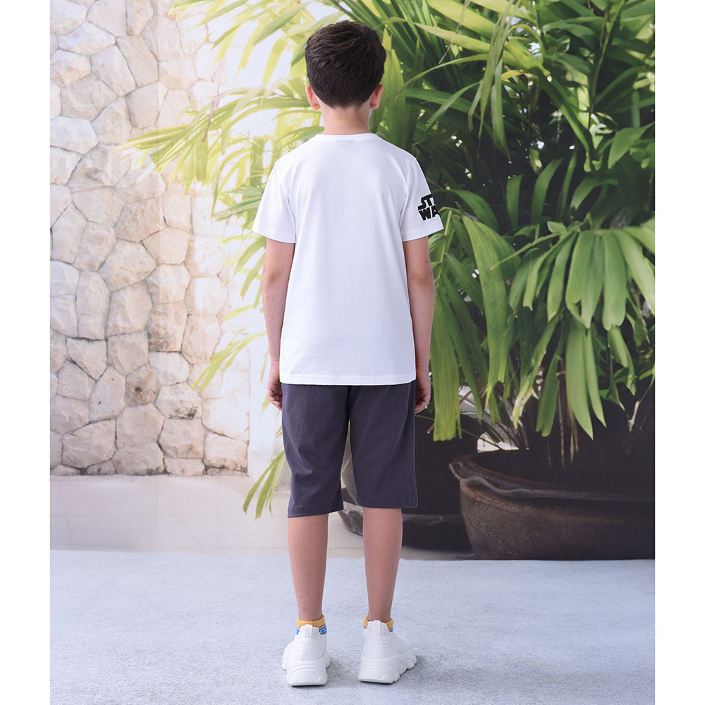 Star Wars - 2pc-Set - Boy Half Sleeve T-Shirt With Shorts - White/Grey